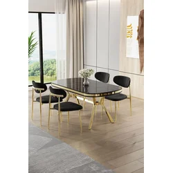 Hanah Home Trpezarijski set, 5 komada, Crni