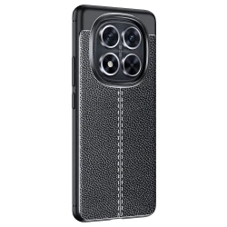 Eleganten gel ovitek Elite Guard z usnjeno teksturo in zaščito robov za Xiaomi Redmi Note 14 Pro 5G/Redmi Note 14 Pro Plus/Poco X7 - obsidian black