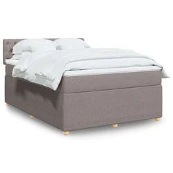 vidaXL Box spring postelja z vzmetnico taupe 160x200 cm blago
