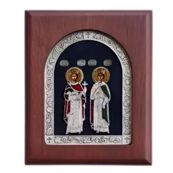 Ikona u drvetu Sveti Car Konstantin i Carica Jelena, Pravougaona, 170x205x22mm