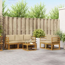 Set vanjskih sofa s jastukom 6 pcs Prirodna i bež
