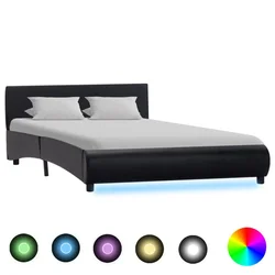 Okvir za krevet od umjetne kože s LED svjetlom crni 140x200 cm