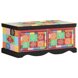 Klub stolić višebojni 90x50x40 cm masivno drvo mango