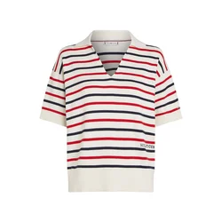 TOMMY HILFIGER Majica brusnica/črna/bela