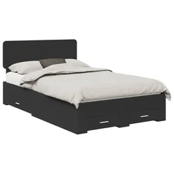 Vidaxl Konstrukcija postelje Črna 135 x 190 cm Konstruiran les