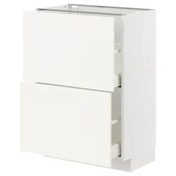 METOD / MAXIMERA Podni element,2 fioke, bela/Vallstena bela, 60x37 cm