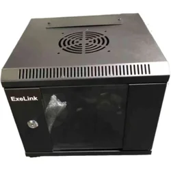 ExeLink 10 in 4U zidni orman vrata staklena,crni,312 × 300 × 310 mm Rek