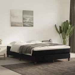 Box spring postelja z vzmetnico črna 140x200 cm žamet
