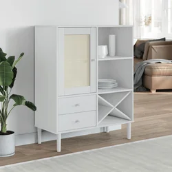 Visoka komoda SENJA bijela izgled ratana 90x40x112 cm borovina