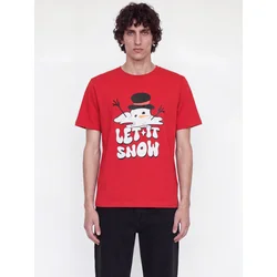 JACK & JONES Majica JJXMAS FUN oranžna/rdeča/črna/bela