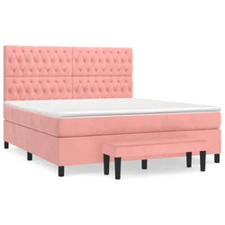 Vidaxl Box spring postelja z vzmetnico roza 180x200 cm žamet