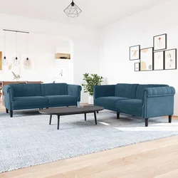 2-dijelni set sofa plavi baršunasti