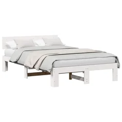 Vidaxl Konstrukcija postelje Bela 140 x 190 cm Masivno borovo les