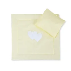 Bobono Posteljnina za voziček s polnilom, odejo in vzglavnikom - Cream Hearts