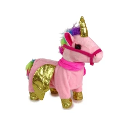 slomart Interaktivni plišasti konj, roza, zlate krilo, glasba, LEAN TOYS