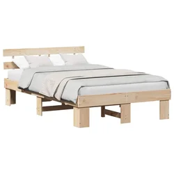 Vidaxl Konstrukcija postelje Naravna 120 x 190 cm Masivno borovo les