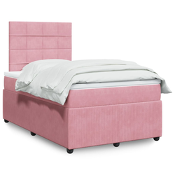 VIDAXL Box spring postelja z vzmetnico roza 120x200 cm žamet