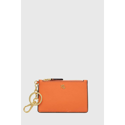 Usnjena denarnica Lauren Ralph Lauren ženski, oranžna barva