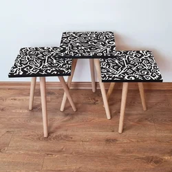 Hanah Home Set klub stočića 3Shp177, 3 komada, Šarena
