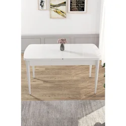 Hanah Home trpezarijski sto na razvlačenje Via, 132 × 80 cm (razvučen 170 cm), bela ploča, bele noge