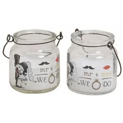 Sveća u teglici mr & mrs 6cm ( 14051 )