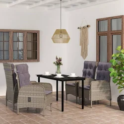 5-dijelni vrtni blagovaonski set s jastucima sivo-crni