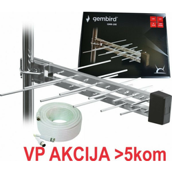 GMB-20E sa kutijom +15m ** Gembird Antena Loga UHF sa RF-Konektorom,20el, 39cm,6dB alu +kabl 15m 781
