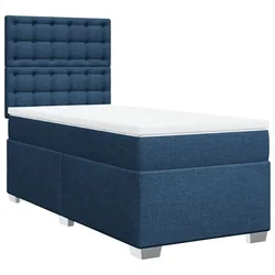 Vidaxl Box spring postelja z vzmetnico modra 90x200 cm blago