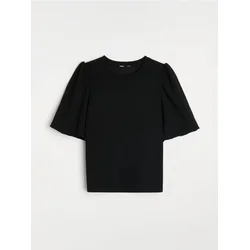 Sinsay - Bluza puf-rukava - crno