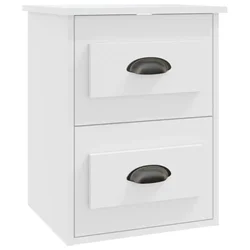 Vidaxl Stenska nočna omarica bela 41,5x36x53 cm