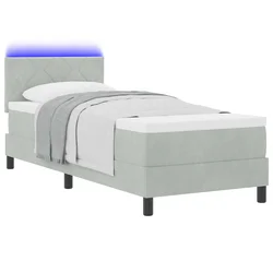 LED Box Spring Krevet Svijetlo siva 80 x 200 cm Baršun
