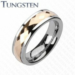 Vjenčani prsten od volframa - ružičasto-zlatni rotirajući srednji dio, veličina 67