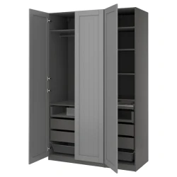 PAX / GULLABERG Kombinacija garderobera, tamnosiva/siva, 150x60x236 cm