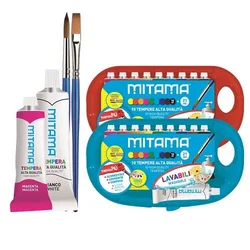 MITAMA Tempera barve s čopičem, rdeča