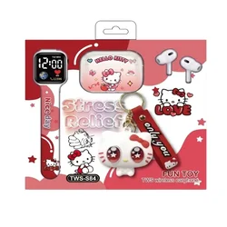 Poklon paket TWS-S84 fun toy 3 u 1 watch + TWS + toy crvena