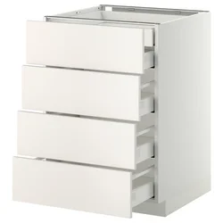 METOD/MAXIMERA Podstav omr 4 lč/2 nzk/3 sre prd, bela/Veddinge bela, 60x60 cm