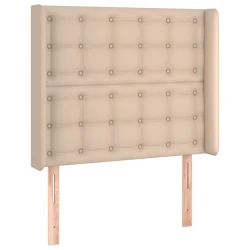 Vidaxl Vzglavje z ušesi kapučino 103x16x118/128 cm umetno usnje