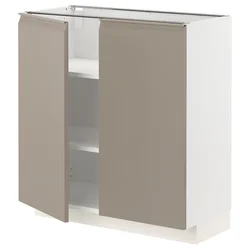 METOD Podni element s policama/2 vrata, bela/Upplöv tamnobež, mat, 80x37 cm