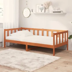 Vidaxl Dnevna postelja z vzmetnico Waksno rjava in bela 90 x 200 cm