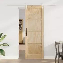 Klizna vrata Prirodna i bijela 73,5 x 211 cm Masivna borovina