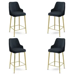 Hanah Home Set barskih stolica Enox, 4 komada, Antracit-zlatni