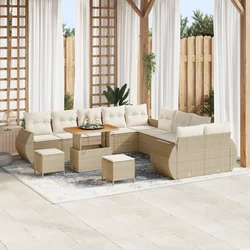 Sjedeća garnitura za vrt s jastukom 13 pcs bež i krem