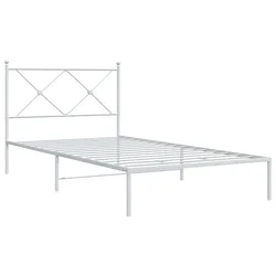 Vidaxl Kovinski posteljni okvir z vzglavjem bel 107x203 cm