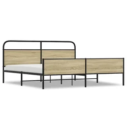 Vidaxl Kovinski posteljni okvir brez vzmetnice sonoma hrast 180x200 cm