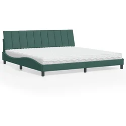 Krevet s madracem Hanko tamnozeleni 200x200 cm baršunasti
