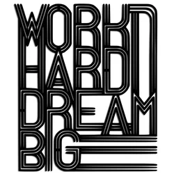 Wallxpert Zidna dekoracija Work Hard Dream Big 2, 46x55cm, Crna
