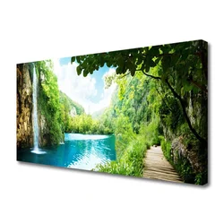 tulup.si Slika na platnu Slap lake nature 125x50 cm