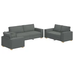 Sofa 3 pcs Tamno siva 220 x 80 x 84 cm Platnasta tkanina