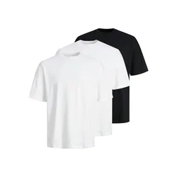 JACK & JONES Majica JJHUGO črna/bela