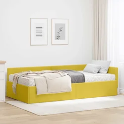 Kutni krevetni okvir s madracem Ostalo 2 pcs Žuta Baršun